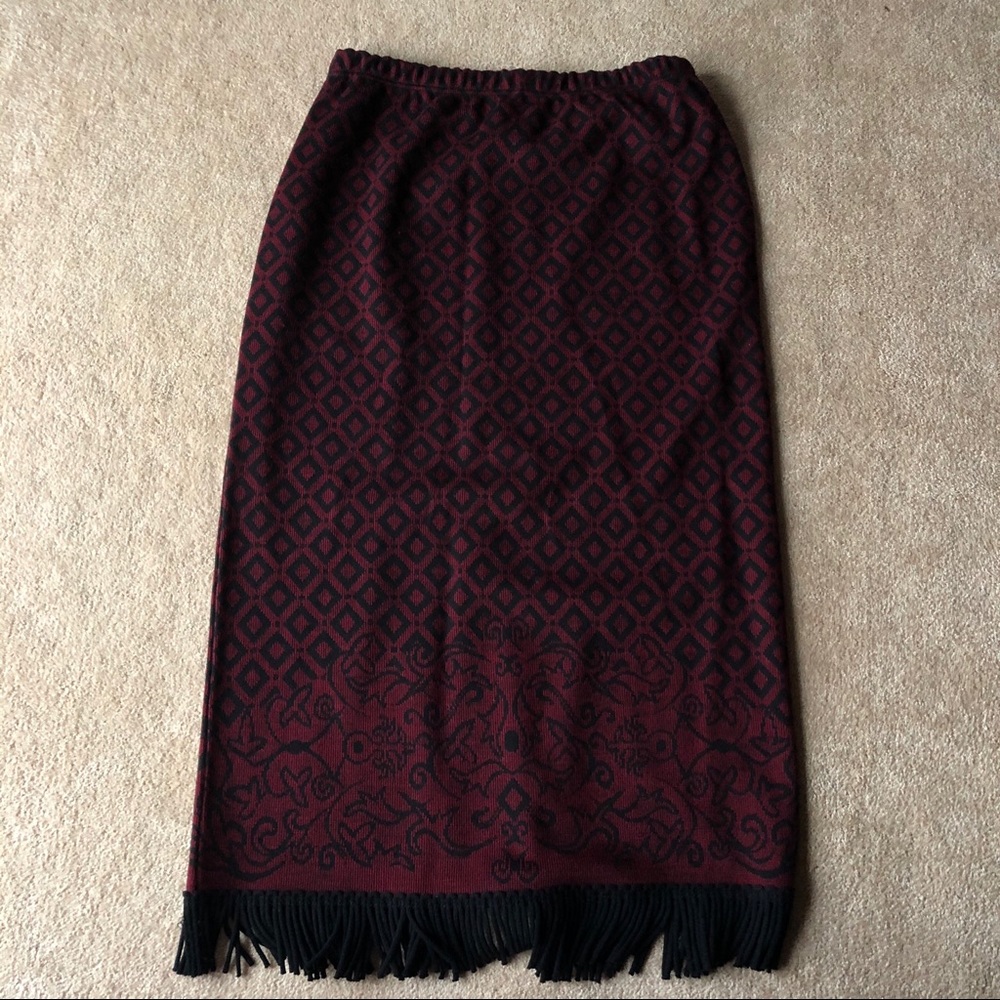 Lennie New York patterned fringed skirt